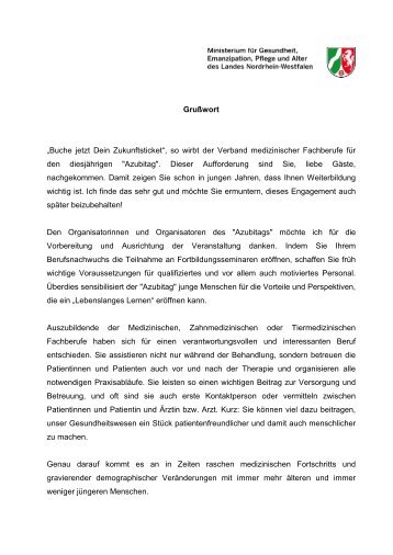 Lesen Sie hier das vollständige Grußwort - Verband medizinischer ...