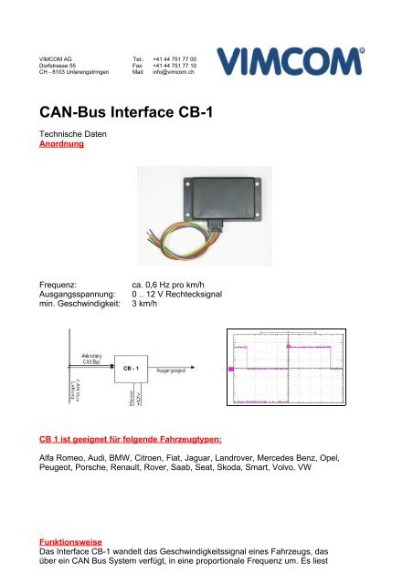 CAN-Bus Interface CB-1 - Vimcom