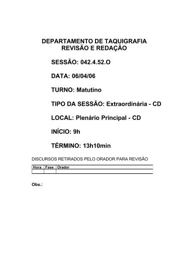 departamento de taquigrafia revisão e redação sessão