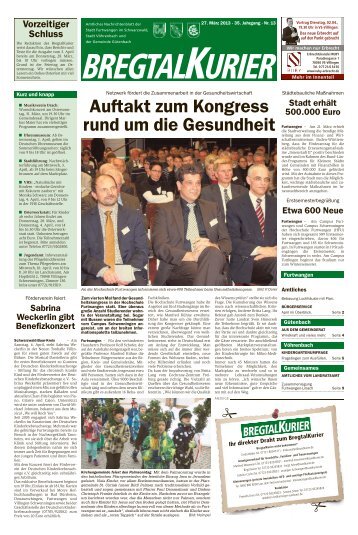 Ausgabe 27. März 2013 - in Furtwangen