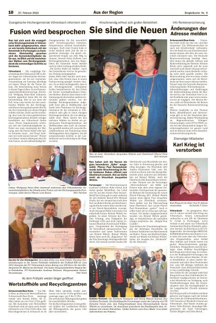 Ausgabe vom 27.02.2013 - Gemeinde VÃ¶hrenbach