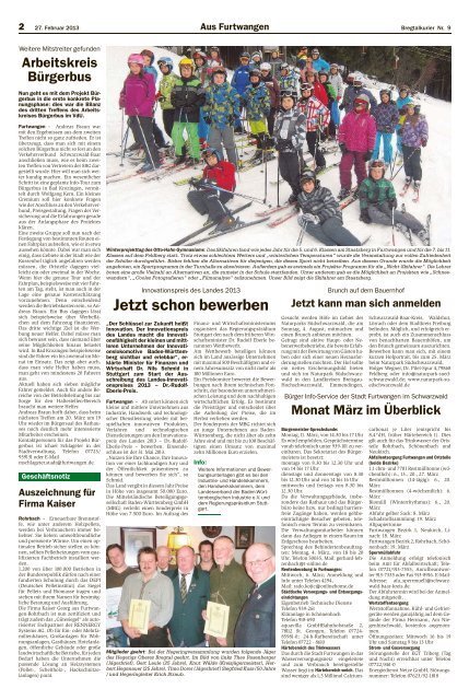 Ausgabe vom 27.02.2013 - Gemeinde VÃ¶hrenbach