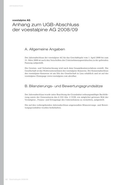 Jahresabschluss der voestalpine AG 2008/09