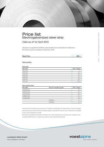 Price list - voestalpine