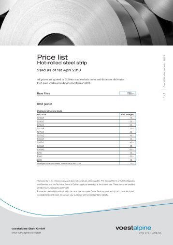 Price list - voestalpine