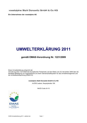 Umwelterklärung 2011 voestalpine Stahl Donawitz (712 KB)