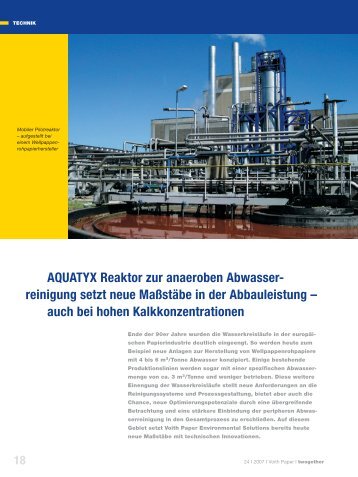 AQUATYX Reaktor zur anaeroben Abwasser- reinigung setzt ... - Voith