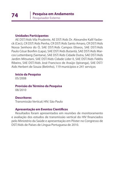 Inventário de Pesquisas e Estudos em DST/AIDS - Programa ...