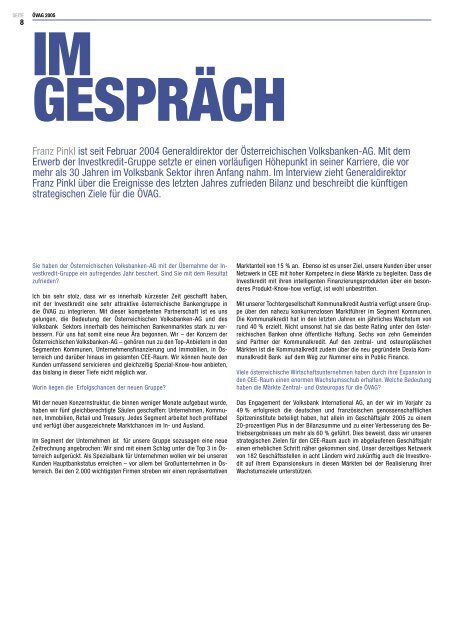 GESCHÄFTSBERICHT 2005 - Volksbank AG