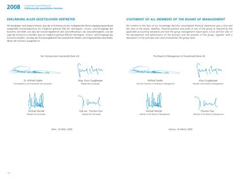 Jahresabschluss der Investkredit-Gruppe 2008 ... - Volksbank AG