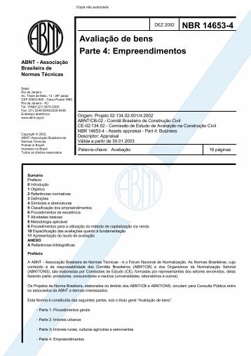 NBR 14653-4 Avaliação de bens Parte 4: Empreendimentos - DEC