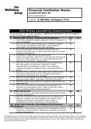 Anti-Money Laundering Questionnaire - Volksbank