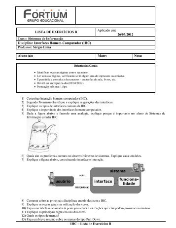 Lista de Exercícios B – IHC