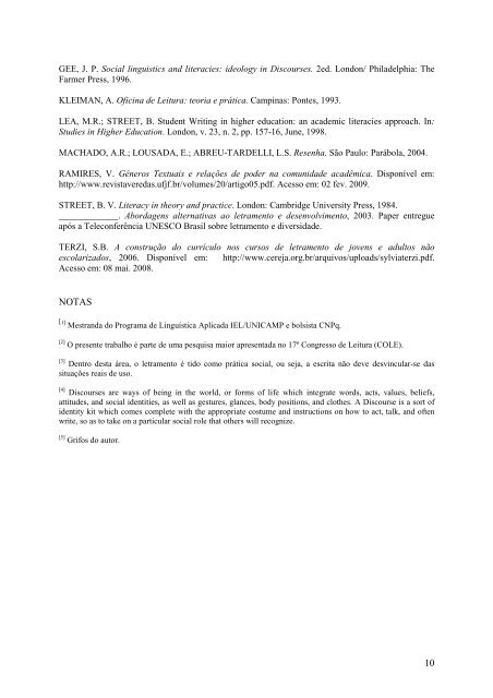 letramento acadêmico: principais abordagens sobre a ... - ICHS/UFOP