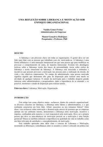 Artigo sobre lideranca e motivacao