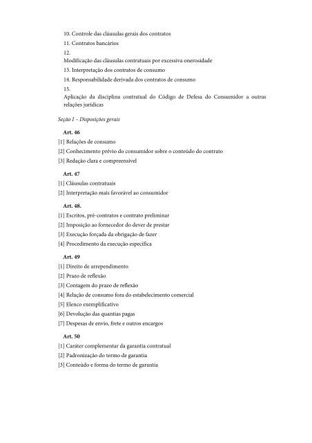 índice geral índice sistemático do código de defesa do consumidor