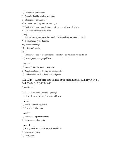 índice geral índice sistemático do código de defesa do consumidor