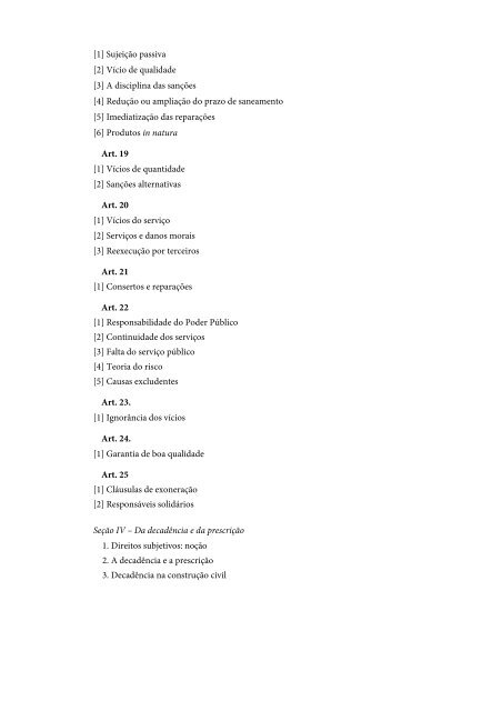 índice geral índice sistemático do código de defesa do consumidor