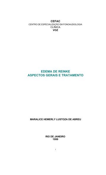 EDEMA DE REINKE ASPECTOS GERAIS E TRATAMENTO - CEFAC