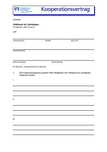 Kooperationsvertrag - Volksbank eG, Gardelegen