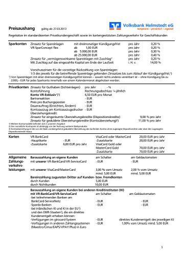 Unseren aktuellen Preisaushang finden Sie hier - Volksbank ...