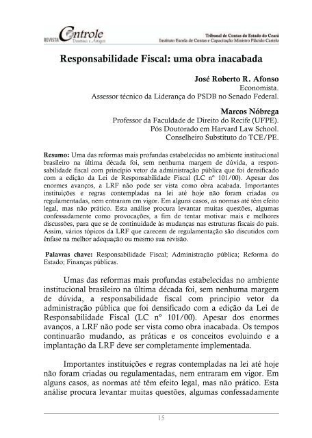 Responsabilidade fiscal - uma obra inacabada