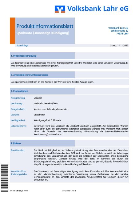 Layout Prototyp Fur Produktinformationen Volksbank Lahr