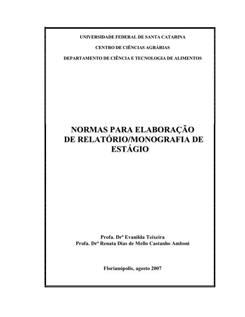 NORMAS PARA ELABORAÇÃO DE RELATÓRIO ... - CAL - UFSC