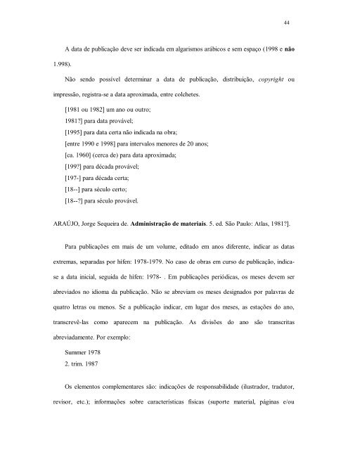 NORMAS PARA ELABORAÇÃO DE RELATÓRIO ... - CAL - UFSC