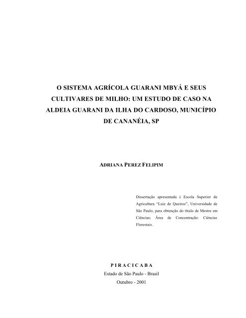 o sistema agrícola guarani mbyá e seus ... - UNESP Registro