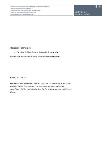 SEPA-Firmenlastschrift Mandat(PDF) - Volksbank Mittleres ...