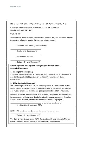 SEPA-Lastschriftmandat Core (PDF) - Volksbank Mittleres ...