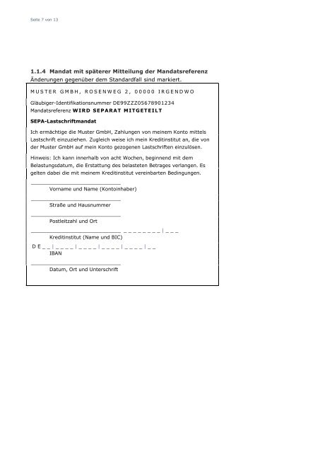 SEPA-Lastschriftmandat Core (PDF) - Volksbank Mittleres ...