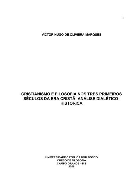 cristianismo e filosofia nos três primeiros séculos ... - FILOSOFIANET