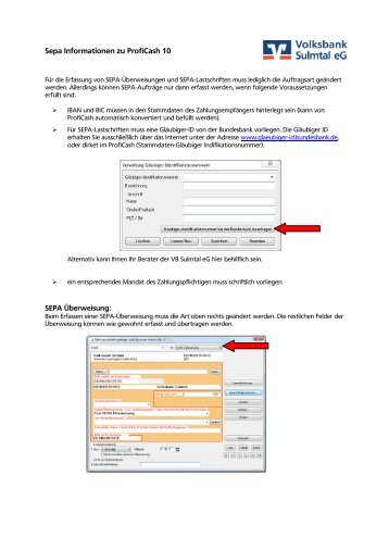 Sepa Informationen zu ProfiCash 10 - Volksbank Sulmtal eG