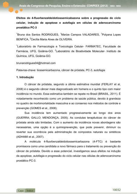 Anais do Congresso de Pesquisa, Ensino e Extensão ... - UFG