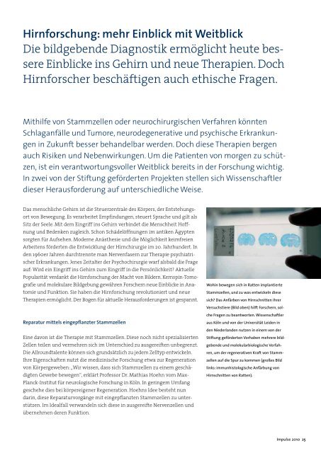 Impulse für die Wissenschaft 2010 - VolkswagenStiftung