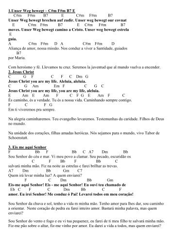 1.Unser Weg bewegt – C#m F#m B7 EC#m F#m B7 ... - Jufem Brasil