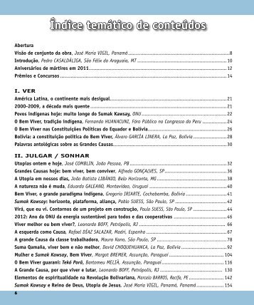 Índice temático de conteúdos - Agenda Latinoamericana