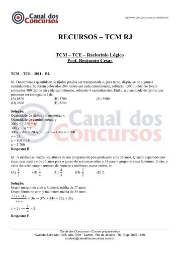 Benjamin TCM RJ - Canal dos Concursos