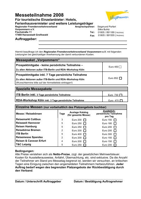 Messeteilnahme 2008 - Regionaler Fremdenverkehrsverband ...