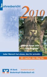 Jahresbericht 2010 -  VR Bank Biedenkopf-Gladenbach eG