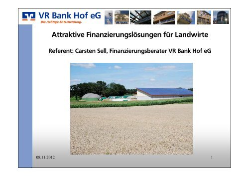Herrn Carsten Sell, Firmenkundenberater, VR Bank Hof eG