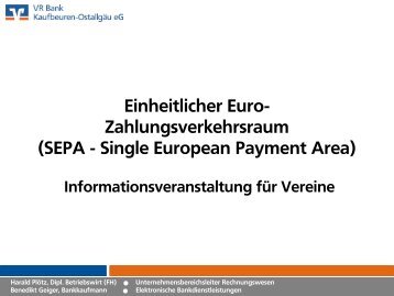 Präsentation der Infoveranstaltungen für Vereine - VR Bank ...