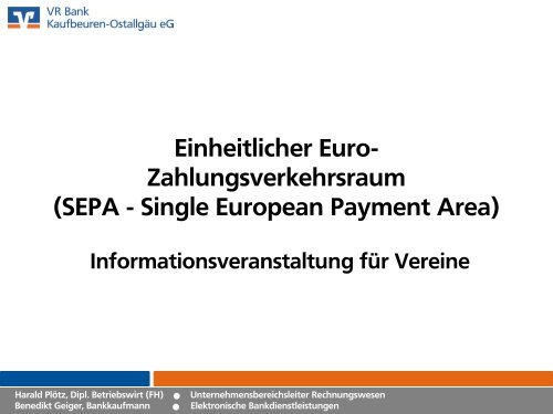 Prasentation Der Infoveranstaltungen Fur Vereine Vr Bank