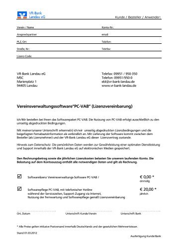 VereinsverwaltungssoftwareâPC-VABâ - VR-Bank Landau eG