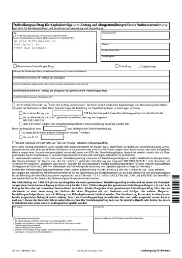 Freistellungsauftrag (pdf) - VR Bank Mittelhaardt eG