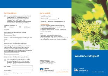 Flyer Mitgliedschaft - VR Bank Mittelhaardt eG