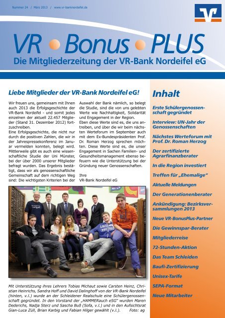 Mitgliederzeitung Nr. 24 - März 2013 - VR-Bank Nordeifel eG