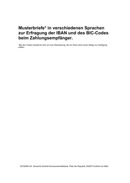 Musterschreiben zur Erfragung von IBAN + BIC - VR Bank Weimar eG